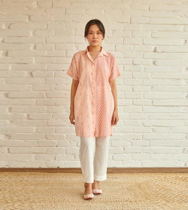 prakriti jaipur peach lily oversized shirt