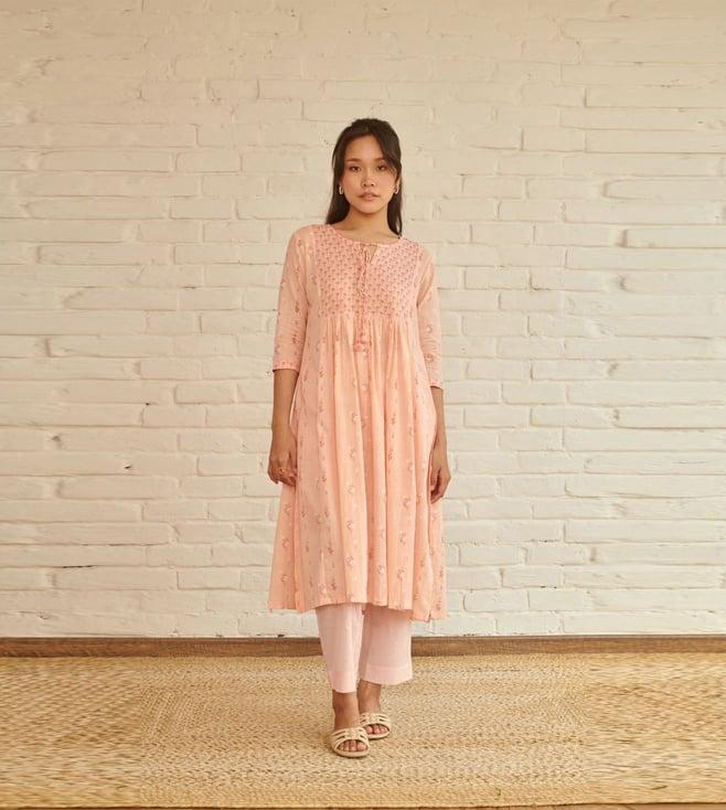 prakriti jaipur peach peony kurta