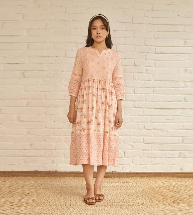 prakriti jaipur peach rose midi dress