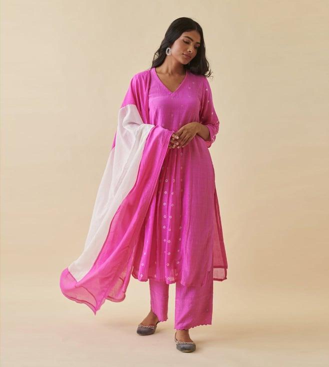 prakriti jaipur pink embroidered dupatta