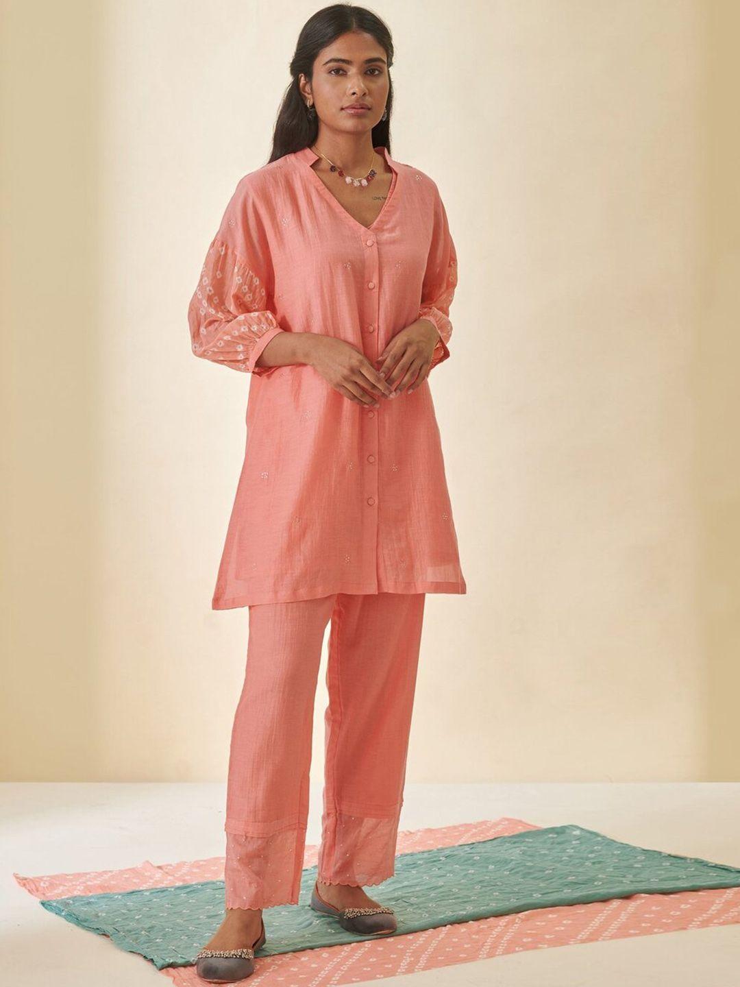 prakriti jaipur self-designed a-line kurta with trousers set