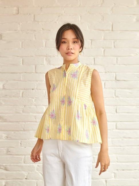 prakriti jaipur yellow aster sleeveless shirt