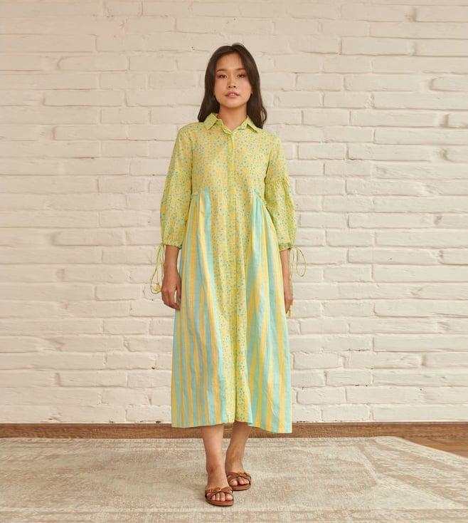 prakriti jaipur yellow daisy midi dress