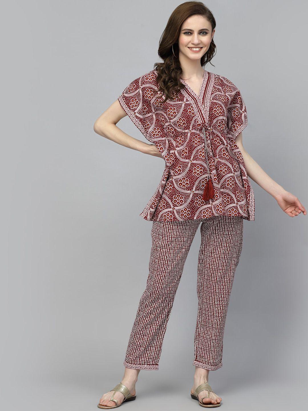 prakrtee ethnic motifs printed pure cotton night suit
