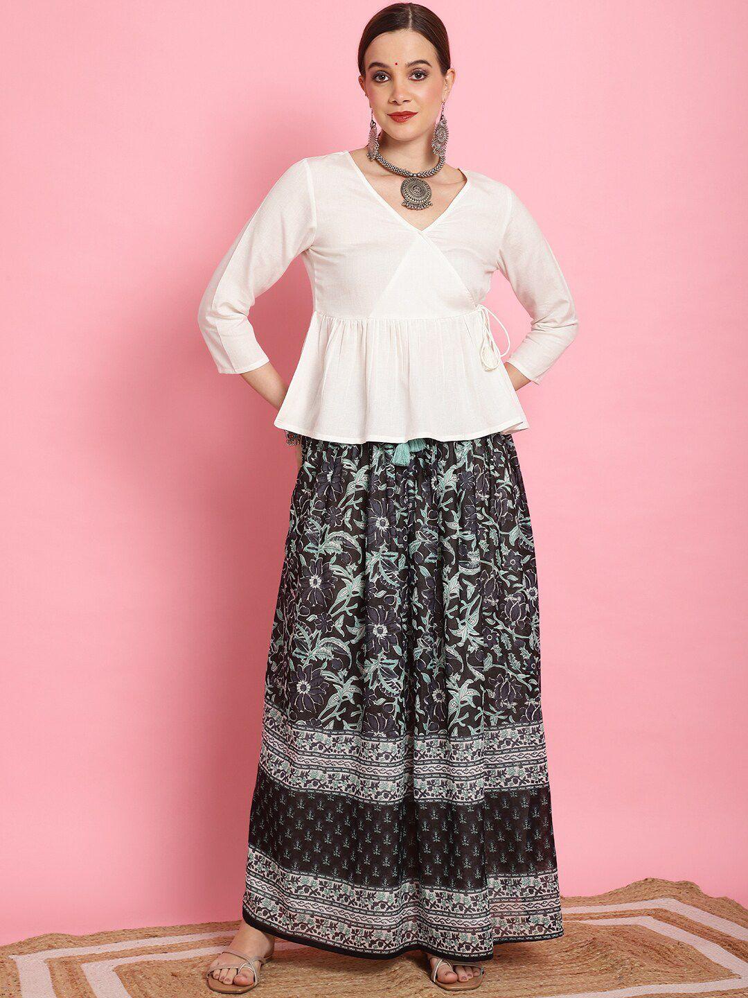 prakrti printed pure cotton top & skirt