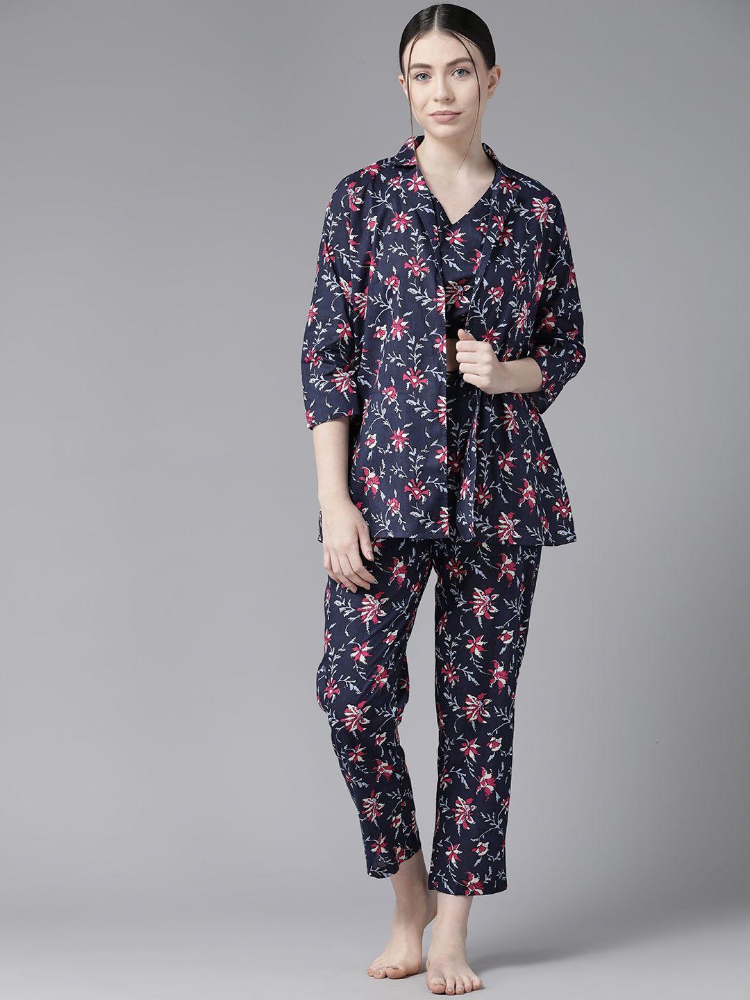prakrti women floral printed cotton night suit