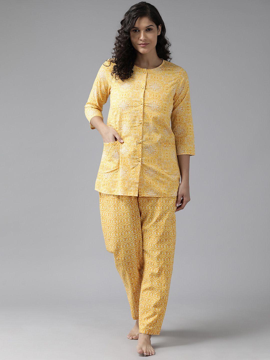 prakrti women printed pure cotton night suit