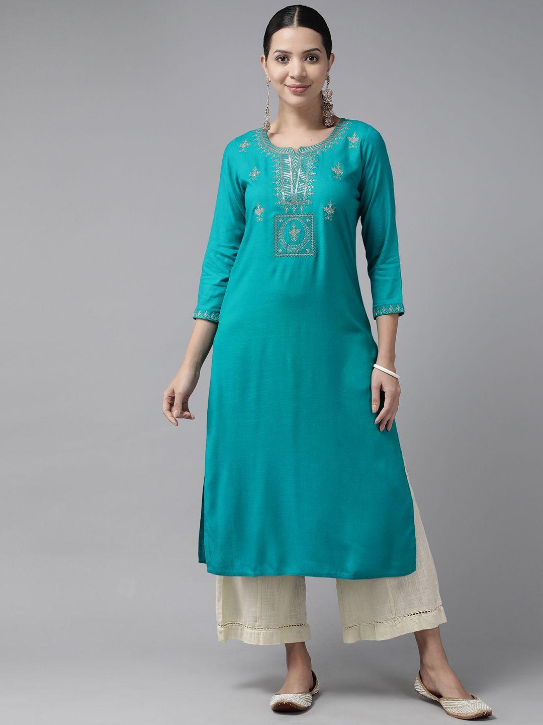 prakrti floral embroidered sequinned kurta