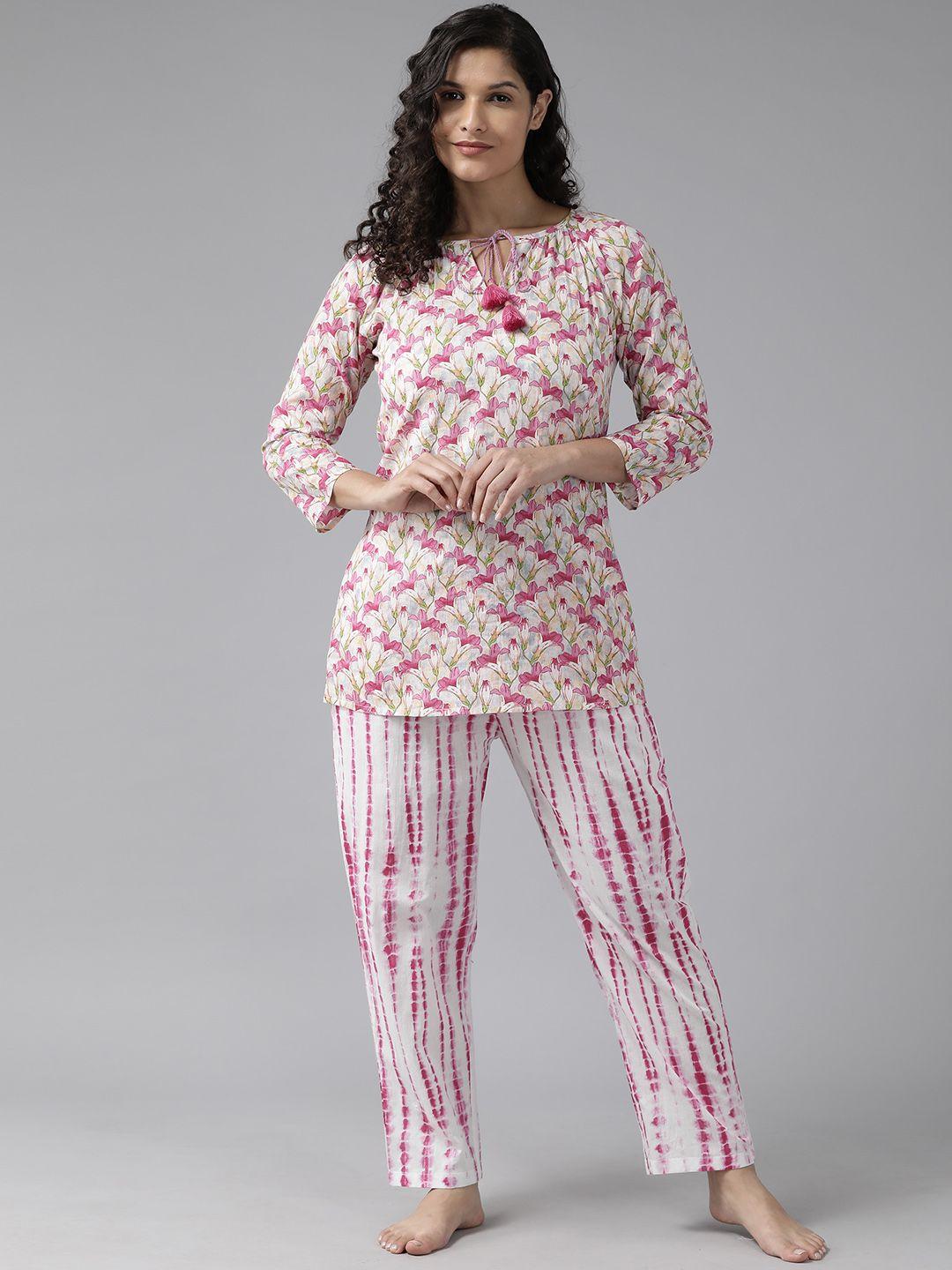 prakrti floral printed cotton night suit