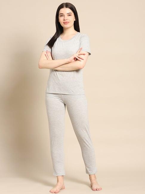 prakrti grey round neck top pant set