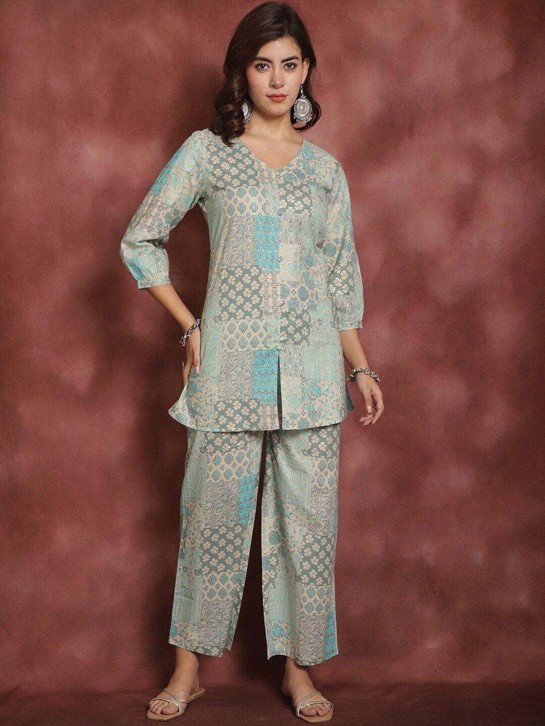 prakrti printed pure cotton tunic with trousers