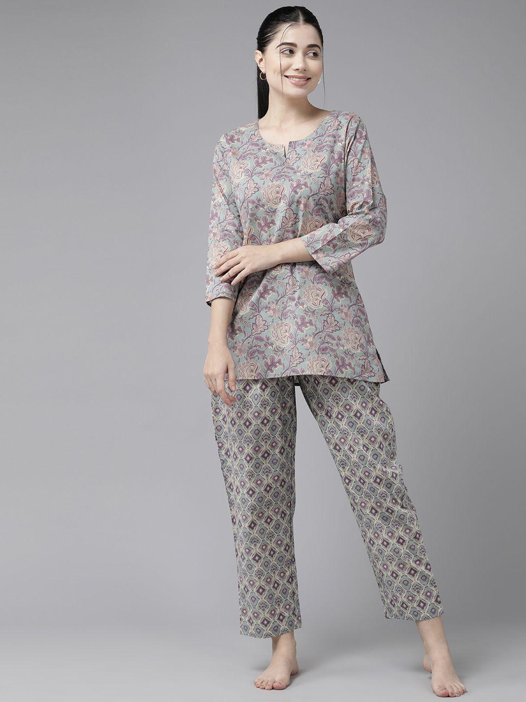 prakrti women printed cotton night suit