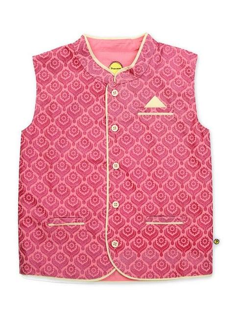 pranava organics kids pink printed waistcoat