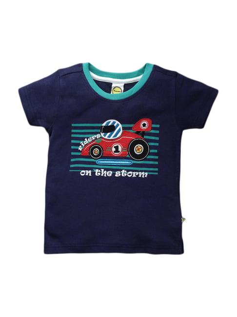 pranava kids navy cotton patch work t-shirt