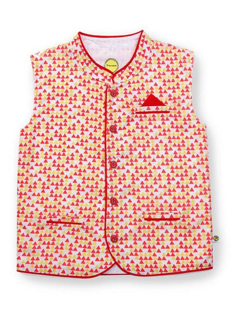 pranava organics kids white & red printed waistcoat