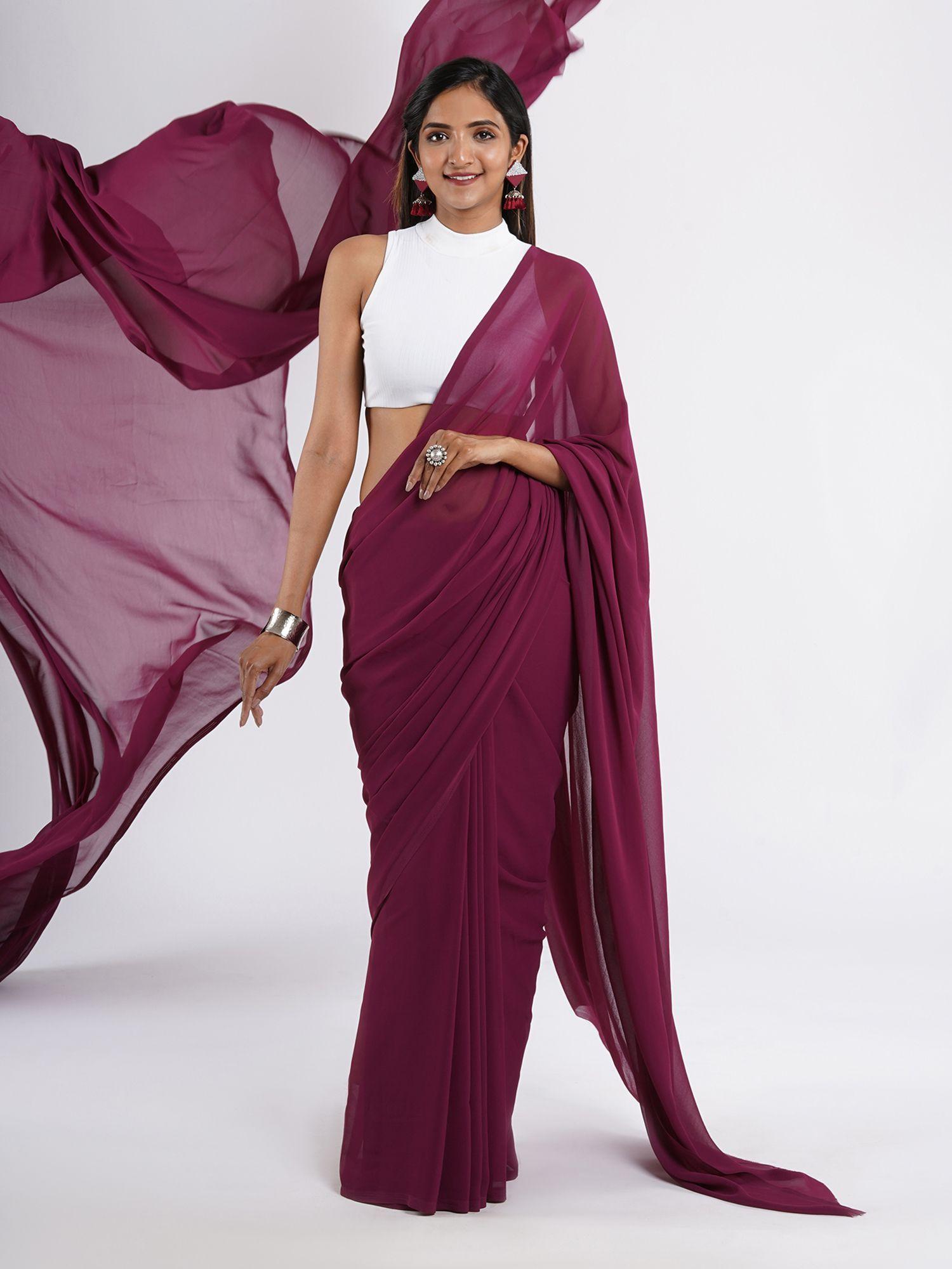 pranavi georgette saree with unstitched blouse