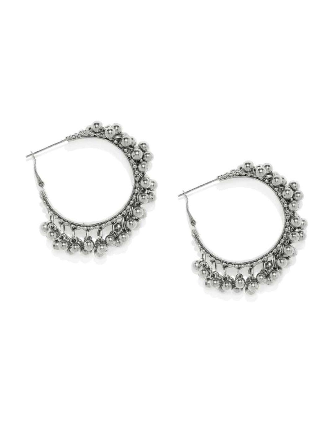 prasub silver-toned oval hoop earrings