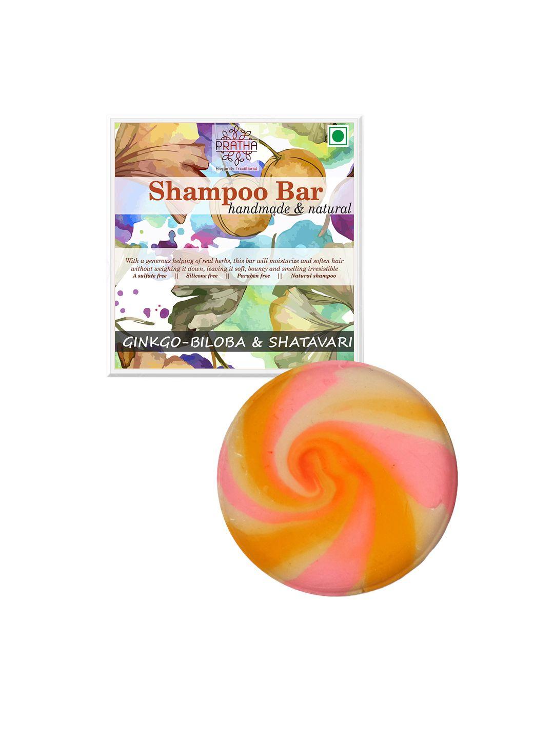 pratha pink & multicoloured gingko biloba & shatavari handmade shampoo bar - 80 gm