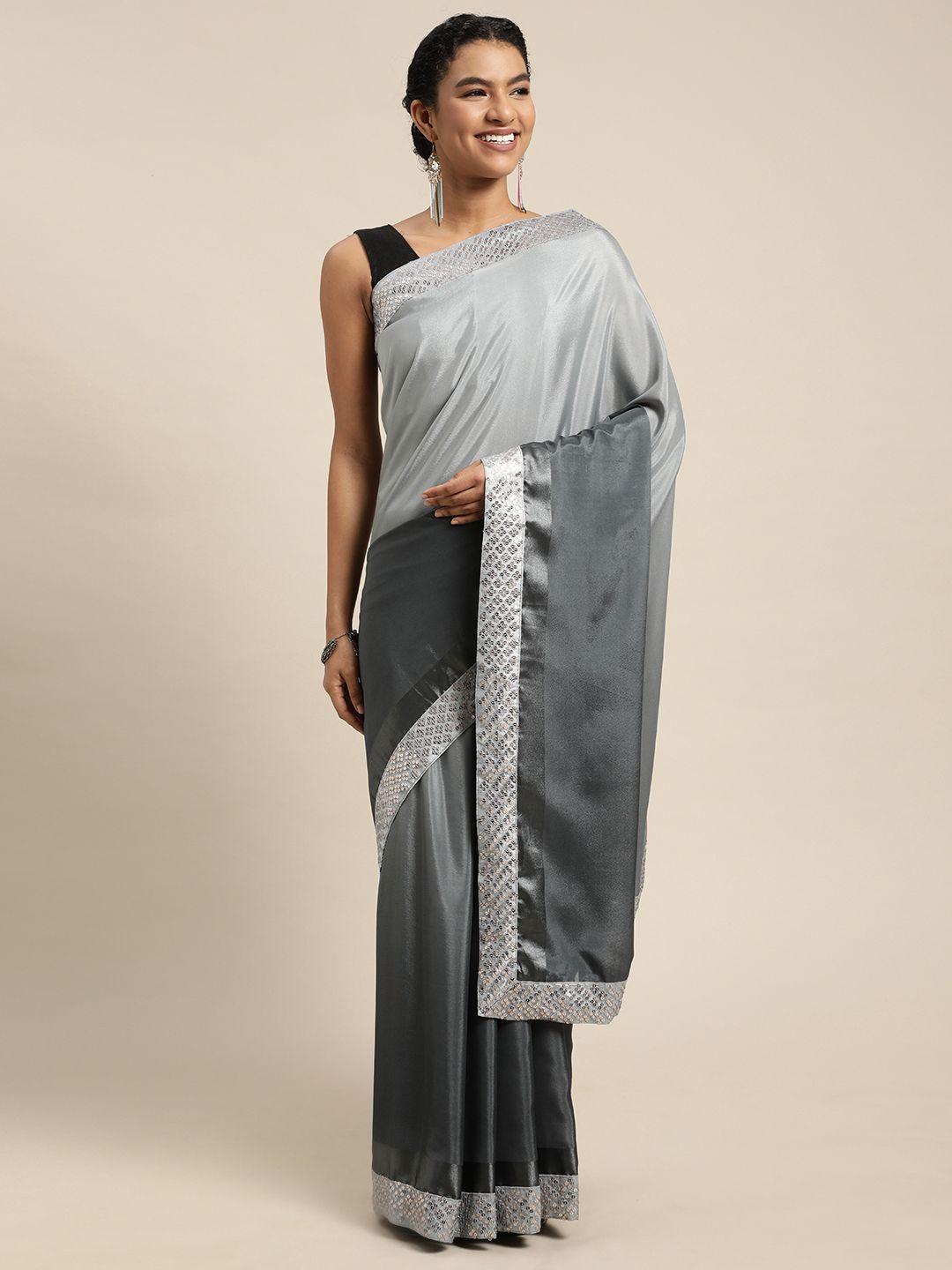 pratham blue grey ombre saree