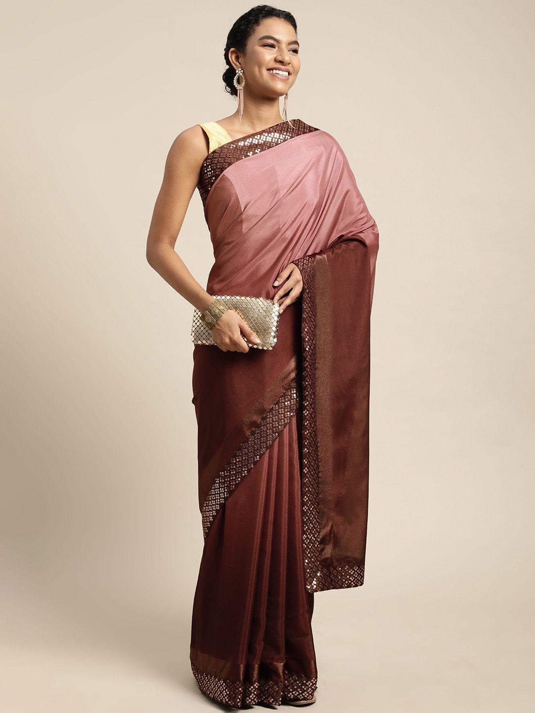 pratham blue mauve & burgundy ombre effect saree