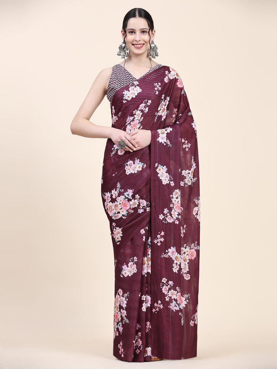 pratibimb pure georgette floral block print saree