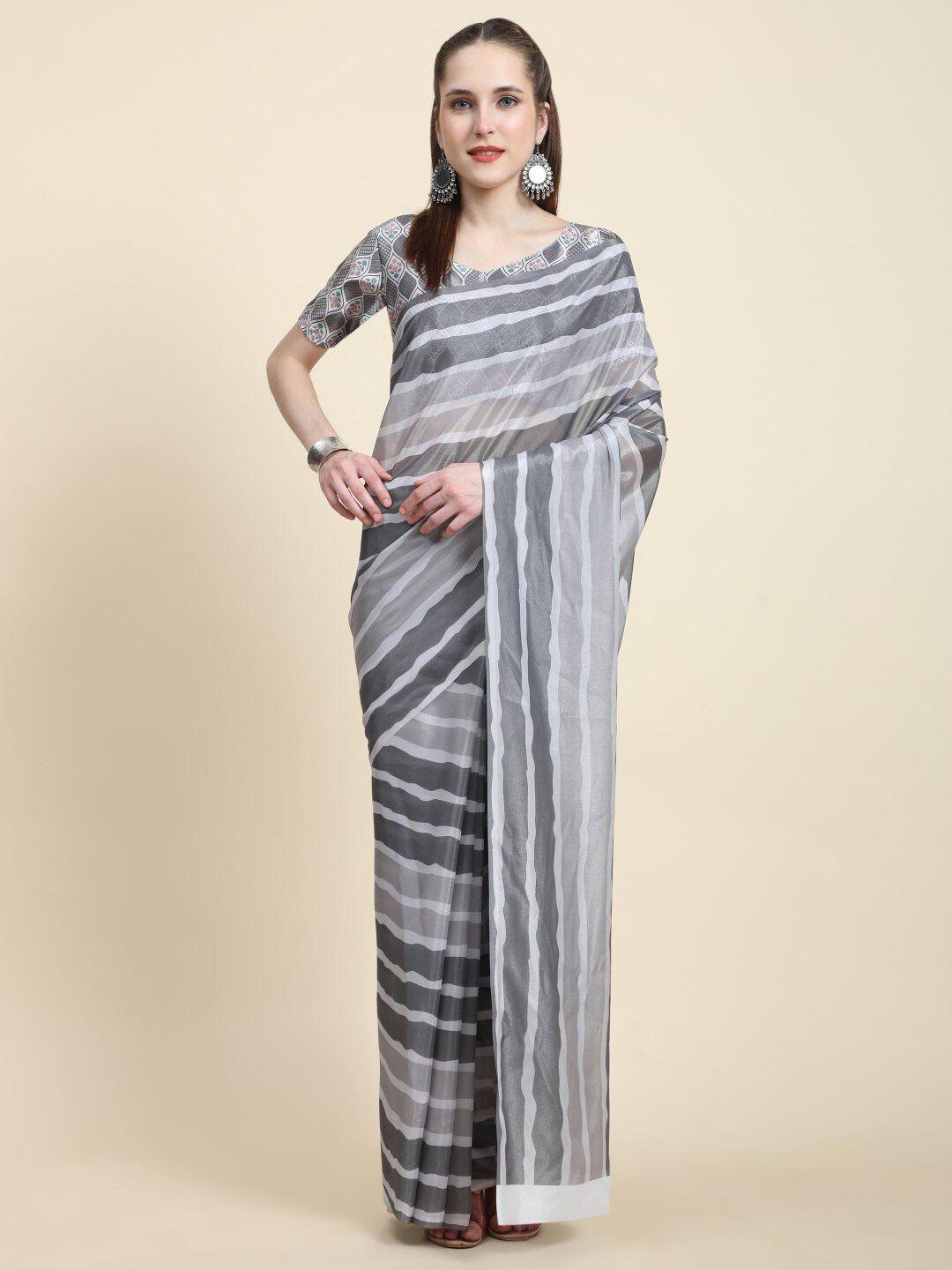 pratibimb striped block print saree