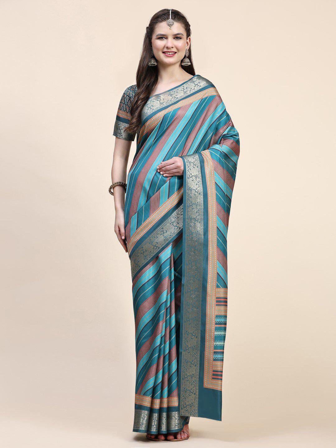 pratibimb striped zari detailed pure silk saree