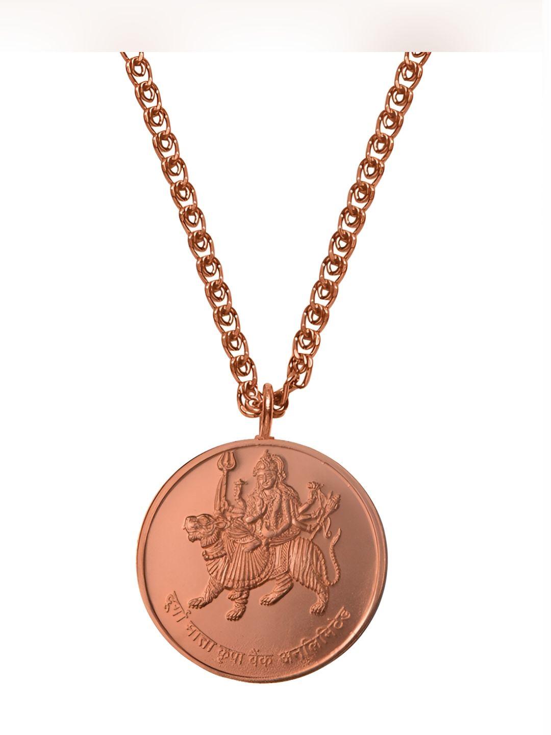 pray everyday copper-plated durga mata pendent & chain