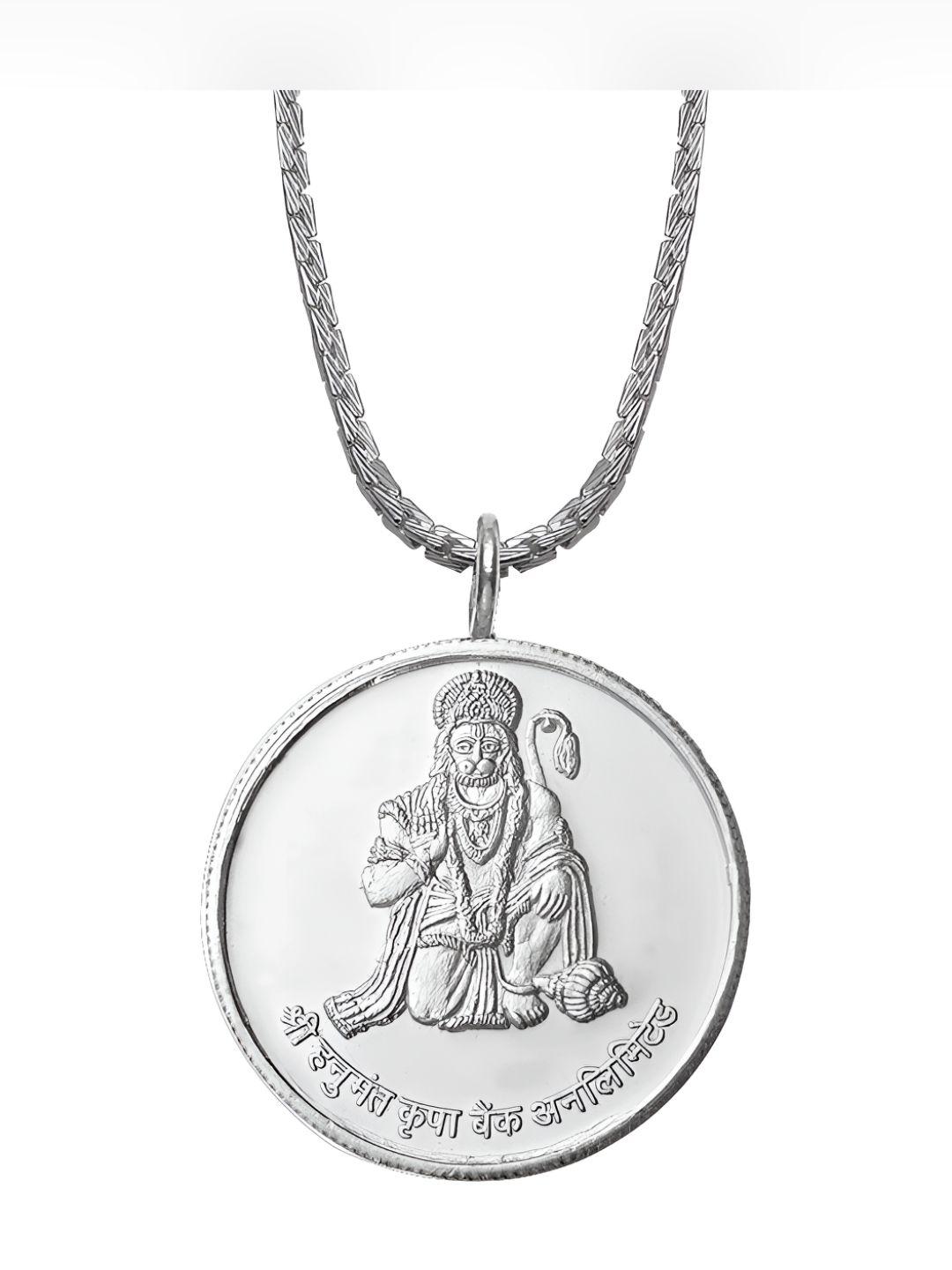 pray everyday unisex 92.5 silver sankat mochak hanuman pendent & chain