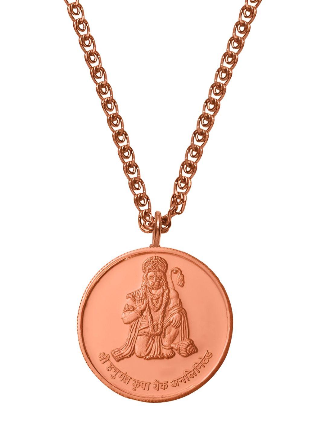 pray everyday unisex copper-plated hanuman ji pendant & chain