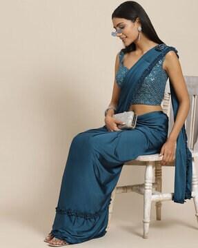 pre-stitched ruffle saree