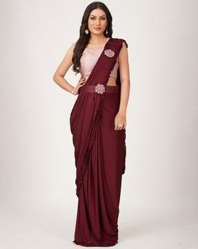 pre-stitched saree with sequins
