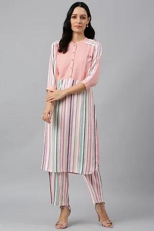 preach multicoloured stripe printed kurta