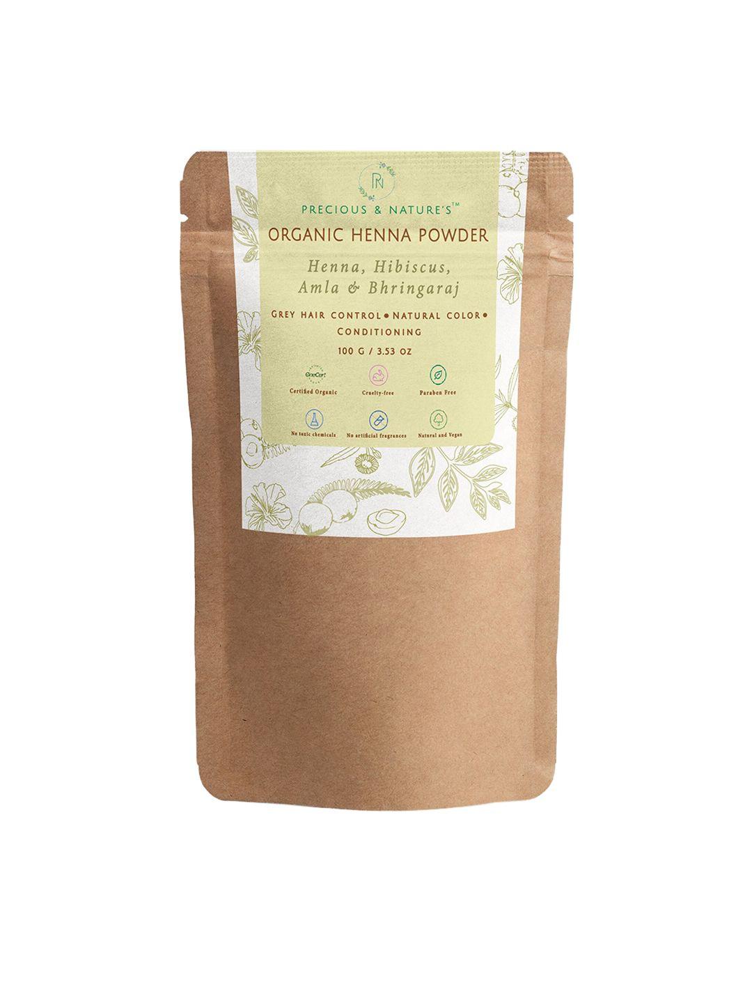 precious and natures brown certified organic henna powder hair colour