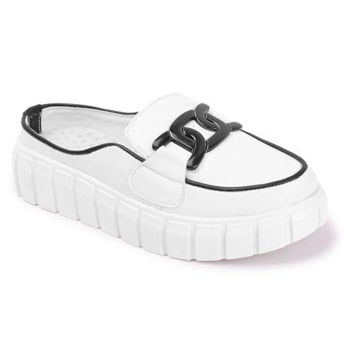 prekanzo women's outdoor fashion comfort open back half casual shoes white