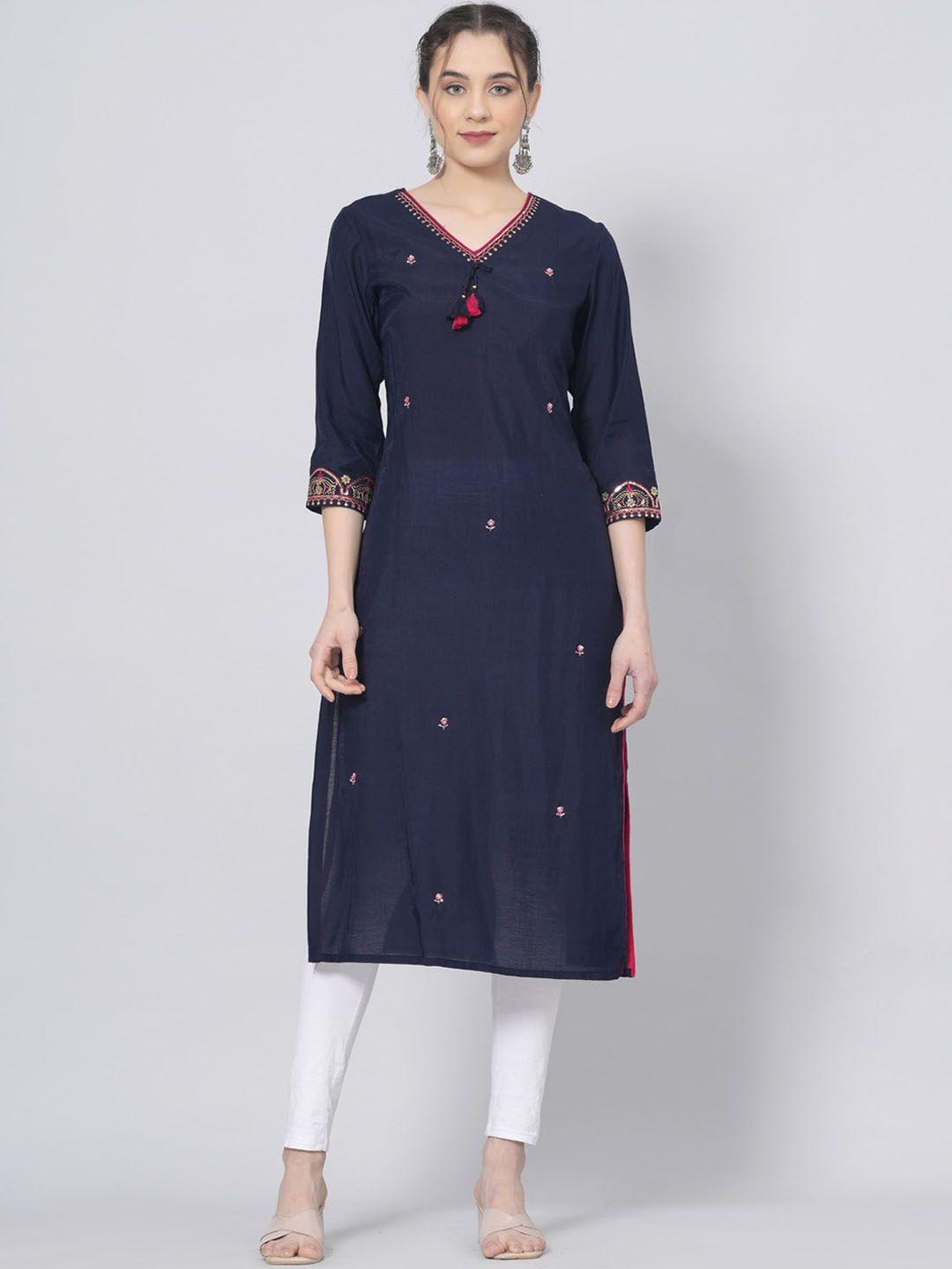 preksha women geometric embroidered gotta patti pastels chanderi silk kurta