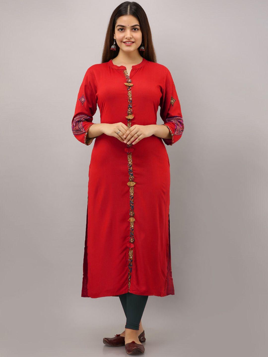 preksha ethnic motifs printed thread work kurta