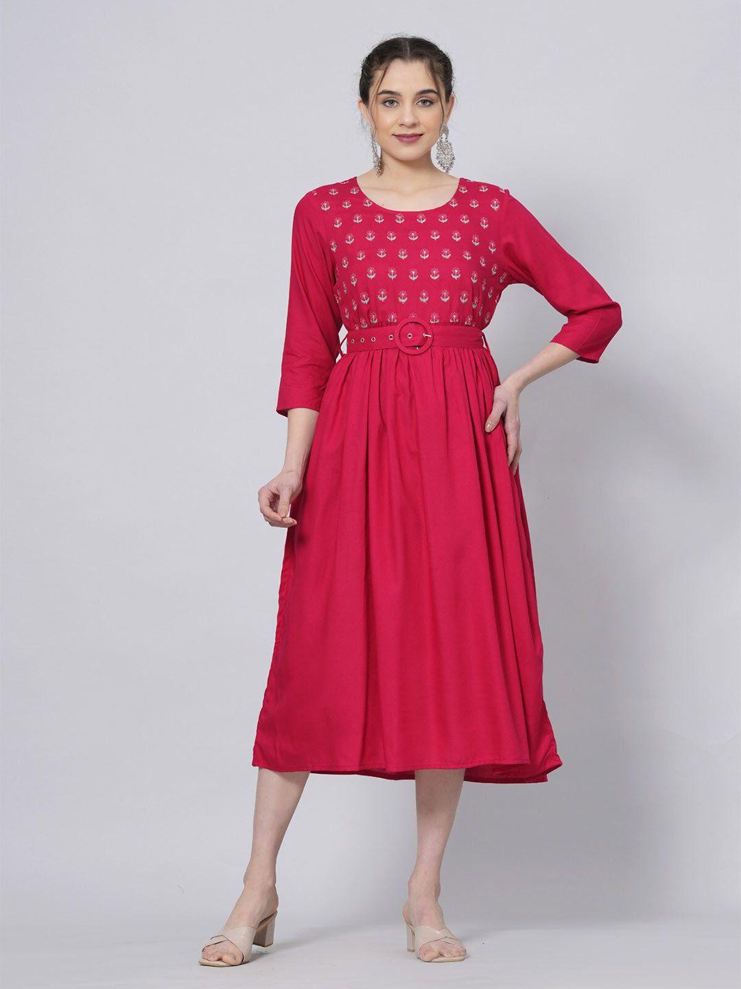 preksha floral embroidered thread work a-line kurta with belt