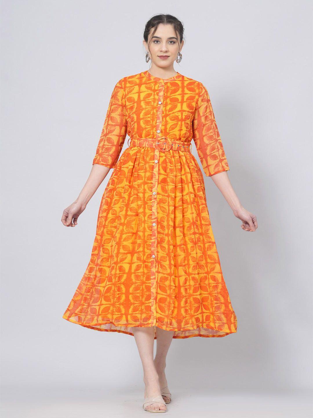 preksha floral printed round neck three-quarter sleeves georgette kurta