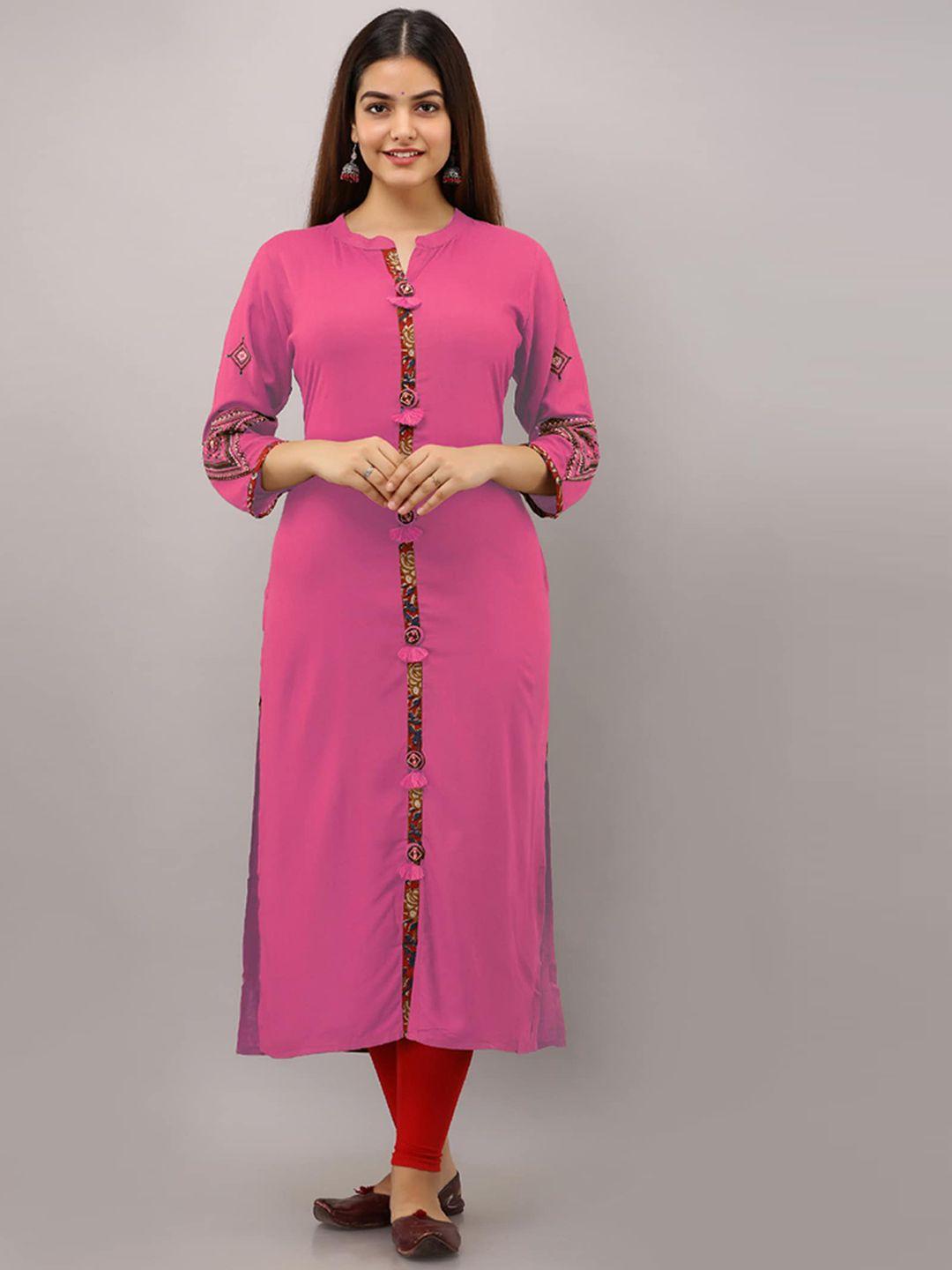 preksha mandarin collar thread work kurta