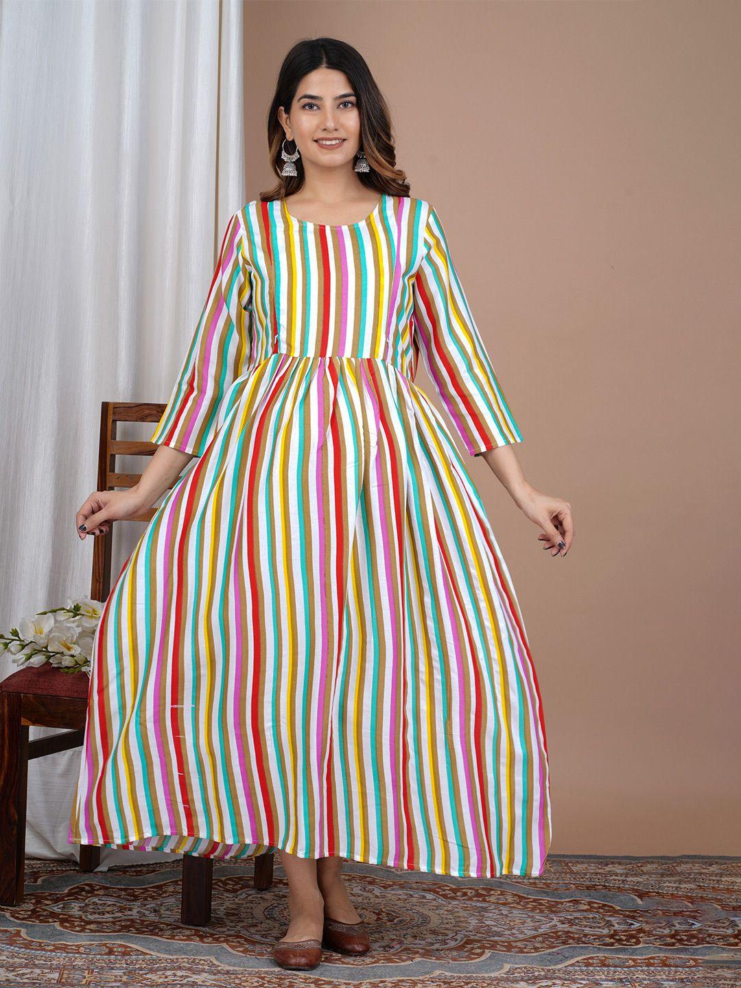 preksha striped maternity feeding a-line midi dress