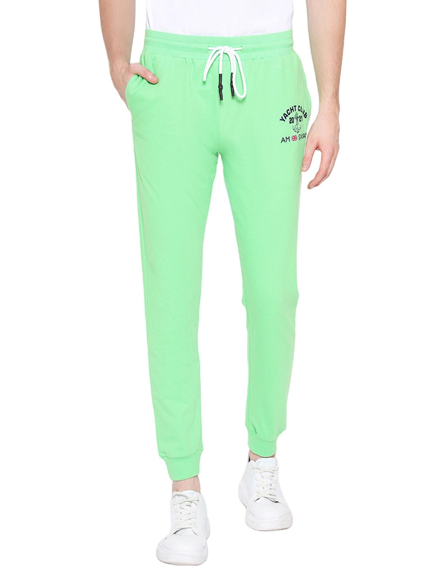 premium cotton solid joggers in green
