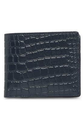 premium genuine leather men's tan wallet - navy