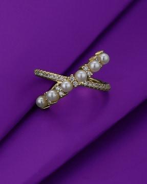 premium  pearls gold plated adjustable ring - fjr4196
