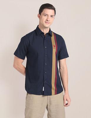 premium cotton contrast stripe shirt