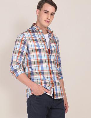 premium cotton madras check casual shirt