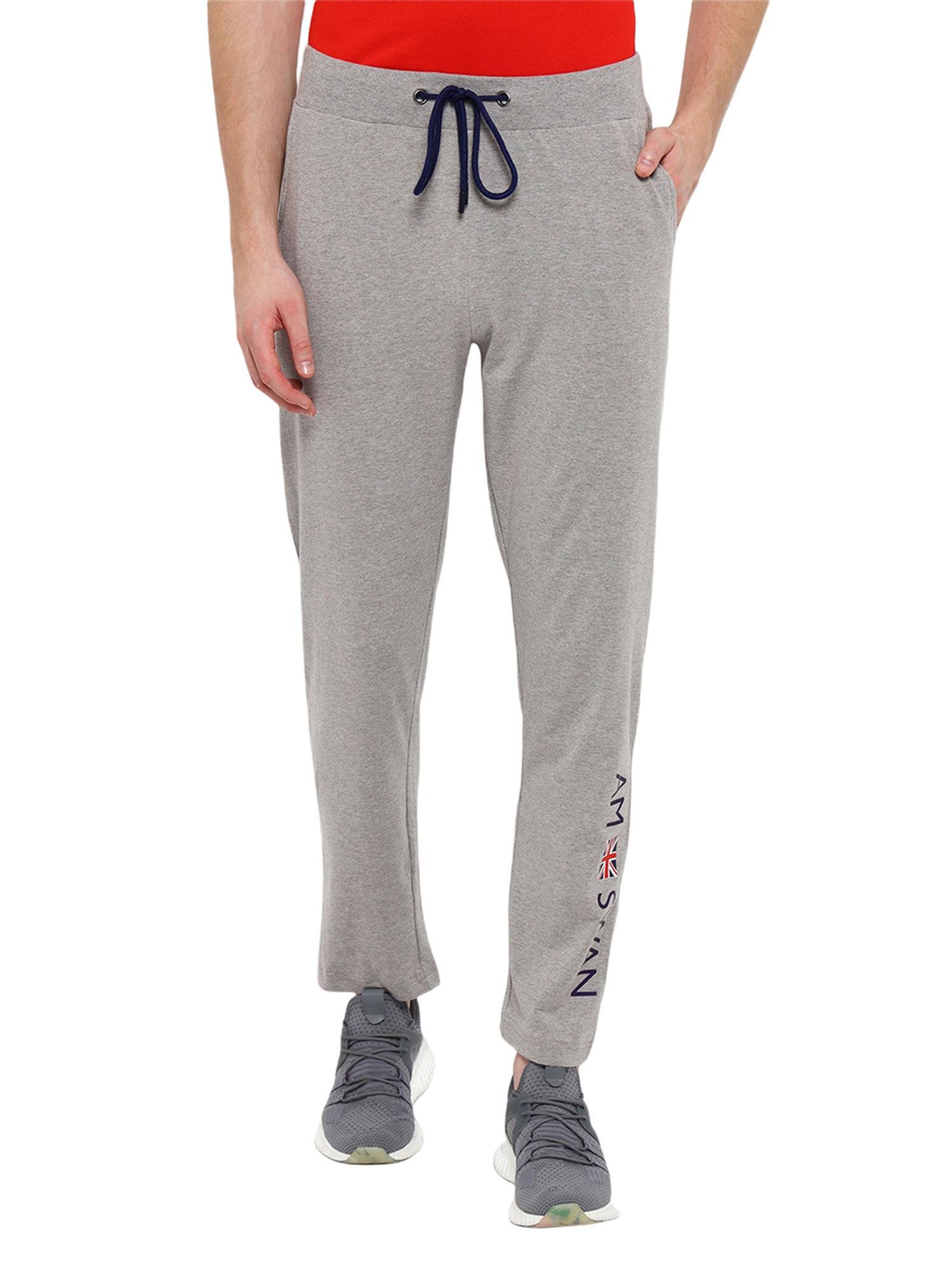 premium cotton solid joggers in grey