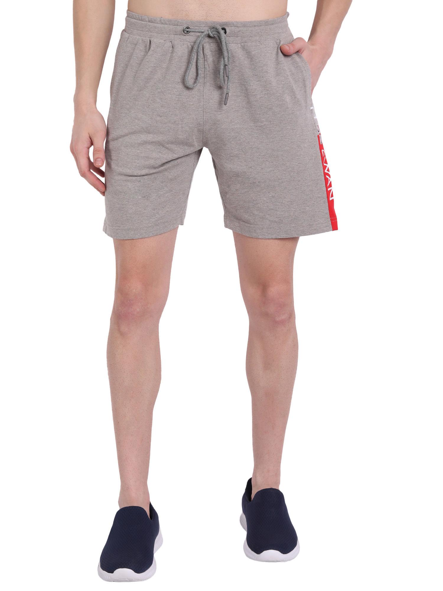 premium cotton solid shorts in grey