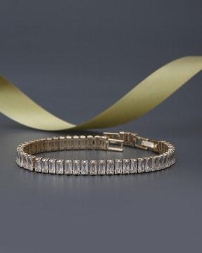 premium cz gold plated wraparound adjustable bracelet - fjb4175