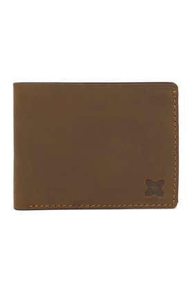 premium genuine leather men's wallet - unlined design - tan